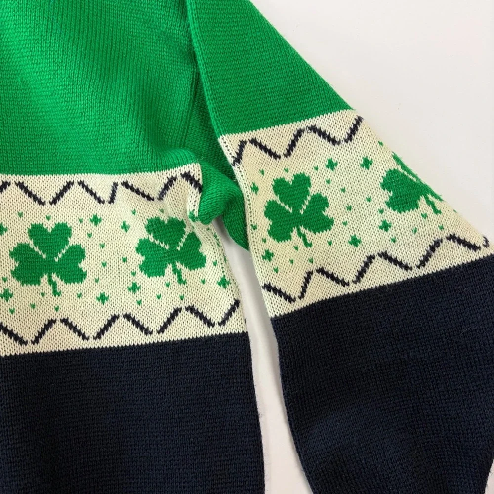 Blarney Castle Knitwear Shamrock Sweater Green Navy White Mens XXL Ireland